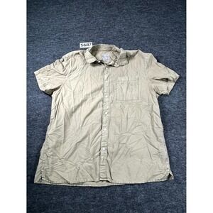 American Eagle OUtfitters Shirt Mens XL Beige Cotton Short Sleeve Button Up